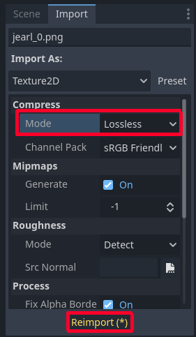 Reimporting the textures