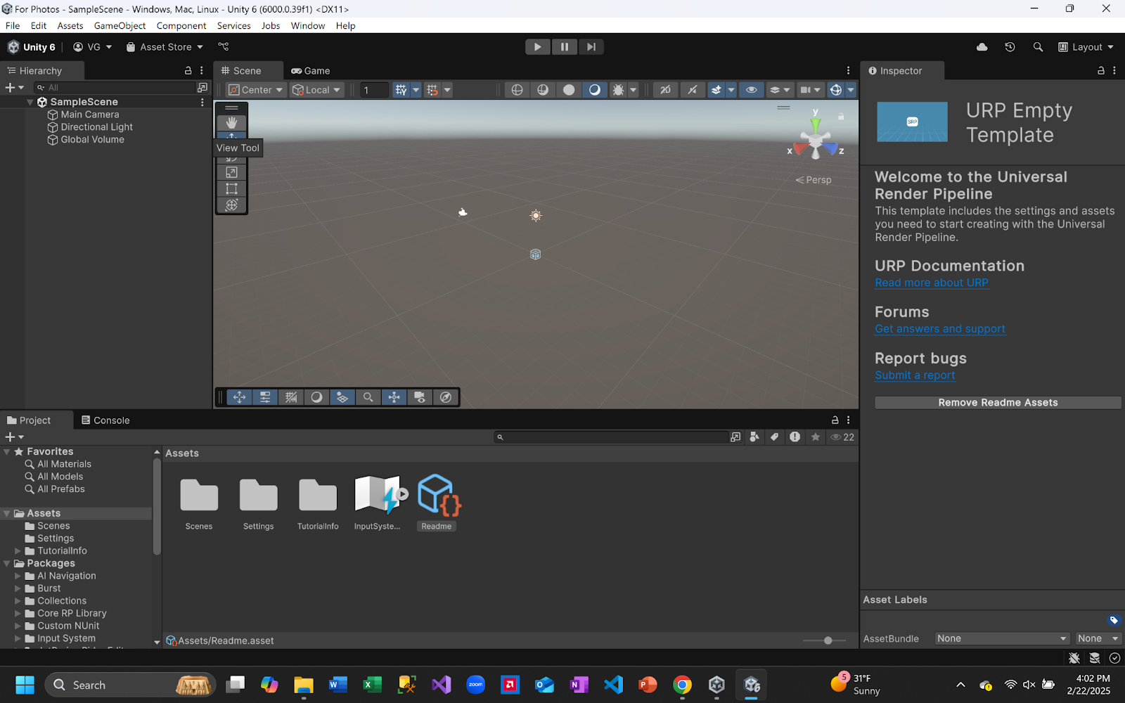 Unity Editor Home Page