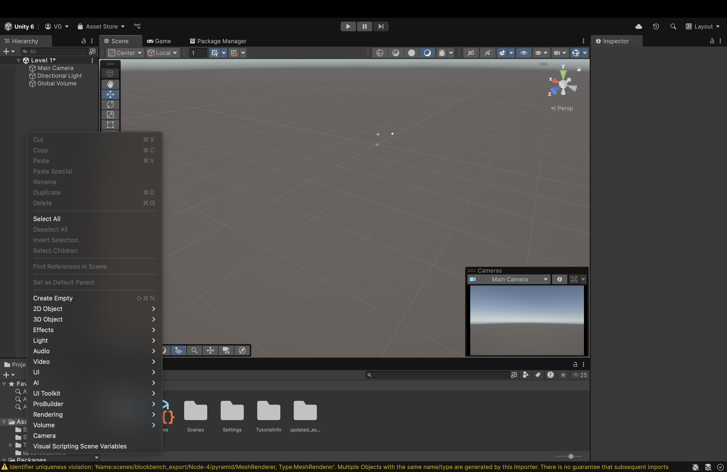 Unity Editor Home Page